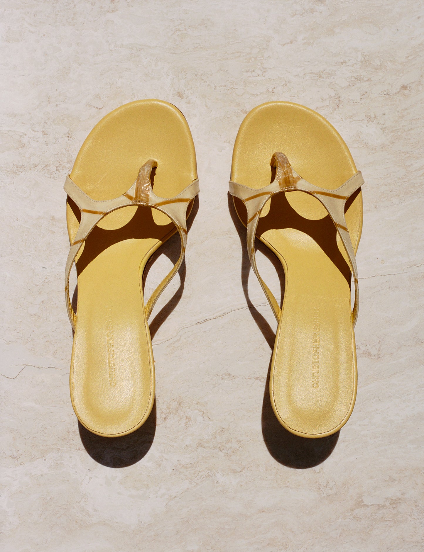 Christopher Esber Alocasia Leather Butter Yellow Kitten Heels