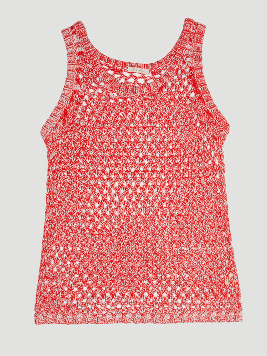 Diotima Marl Open-Knit Tank Hibiscus White