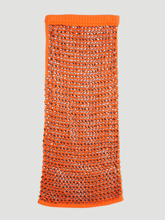 Diotima Spice Beaded Crocheted Maxi Skirt