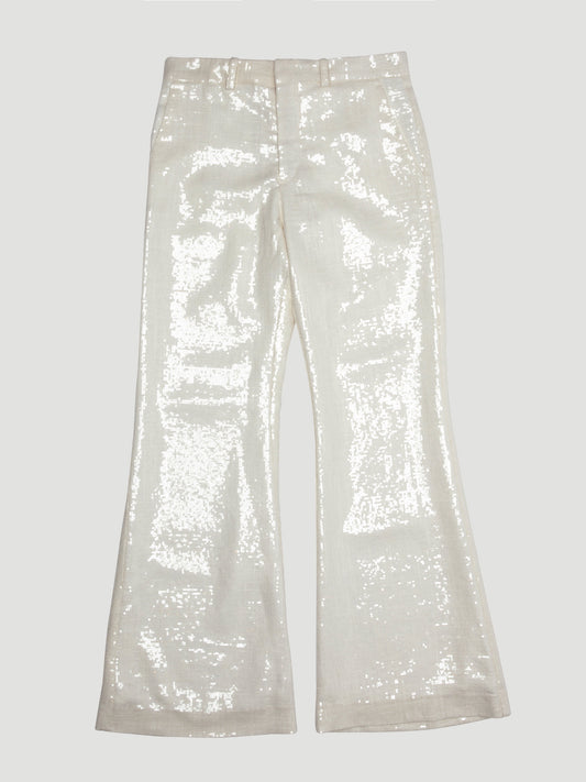 Theophilio Sequin Linen Pants Ivory