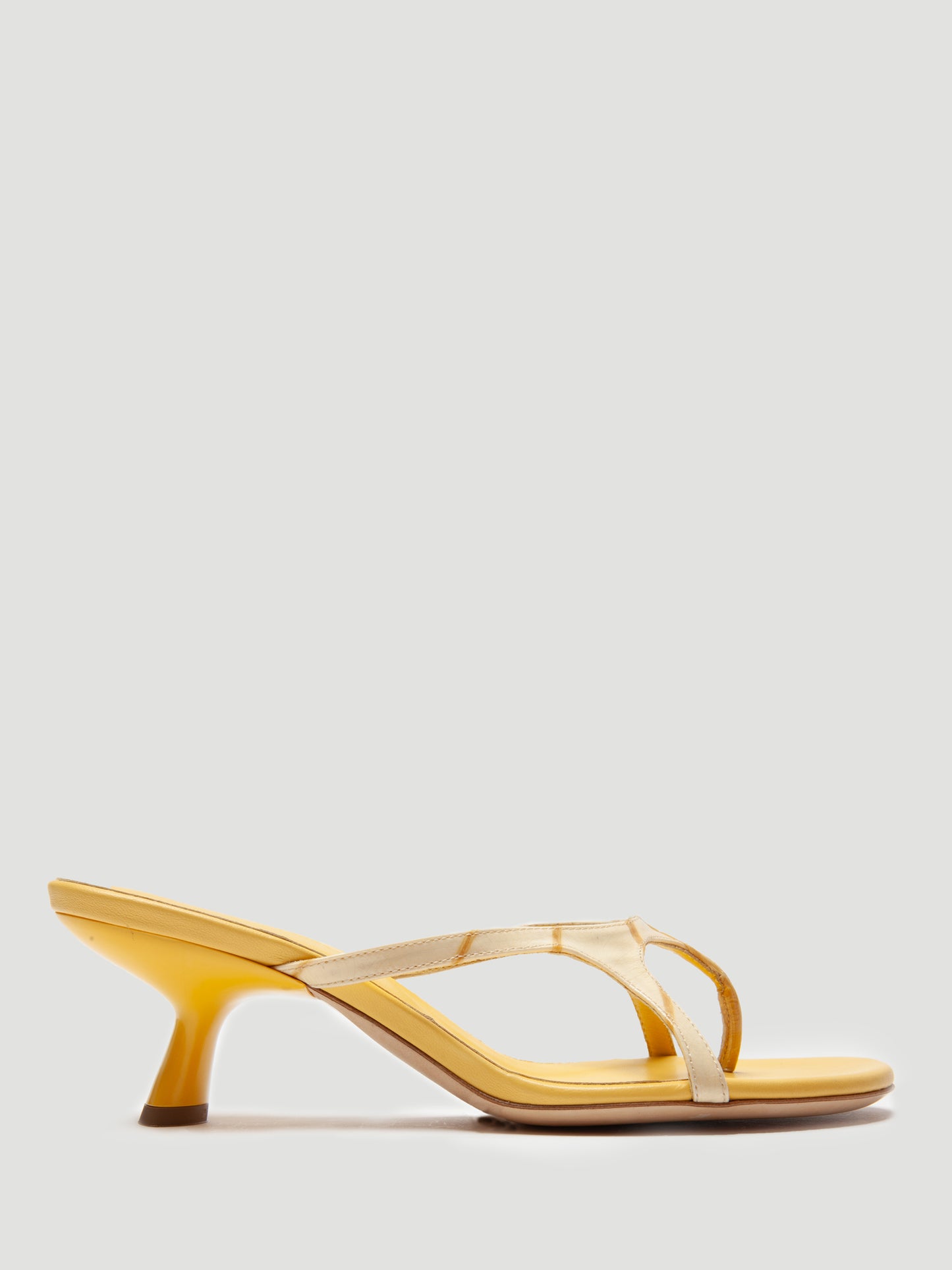 Christopher Esber Alocasia Leather Butter Yellow Kitten Heels