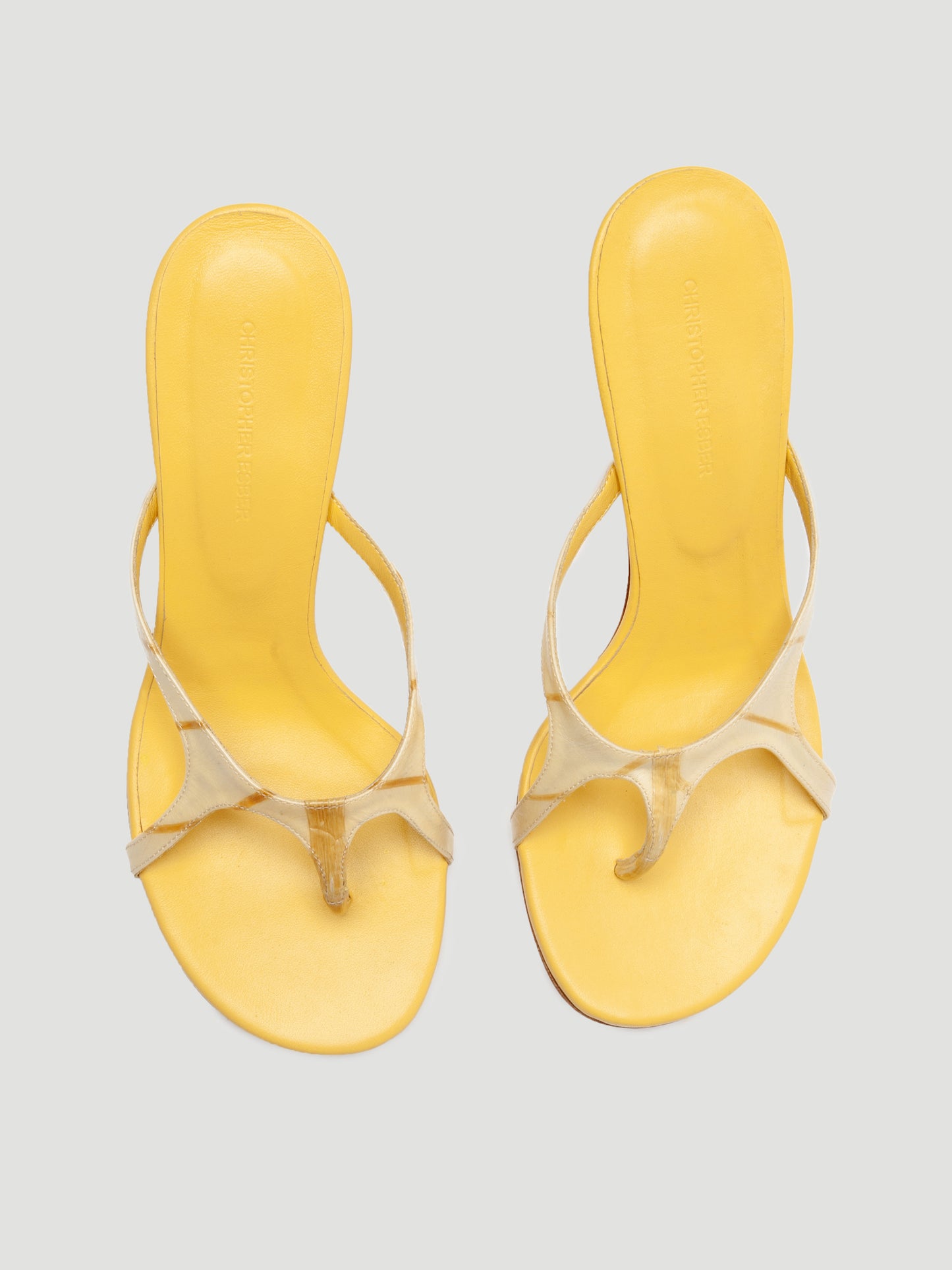 Christopher Esber Alocasia Leather Butter Yellow Kitten Heels