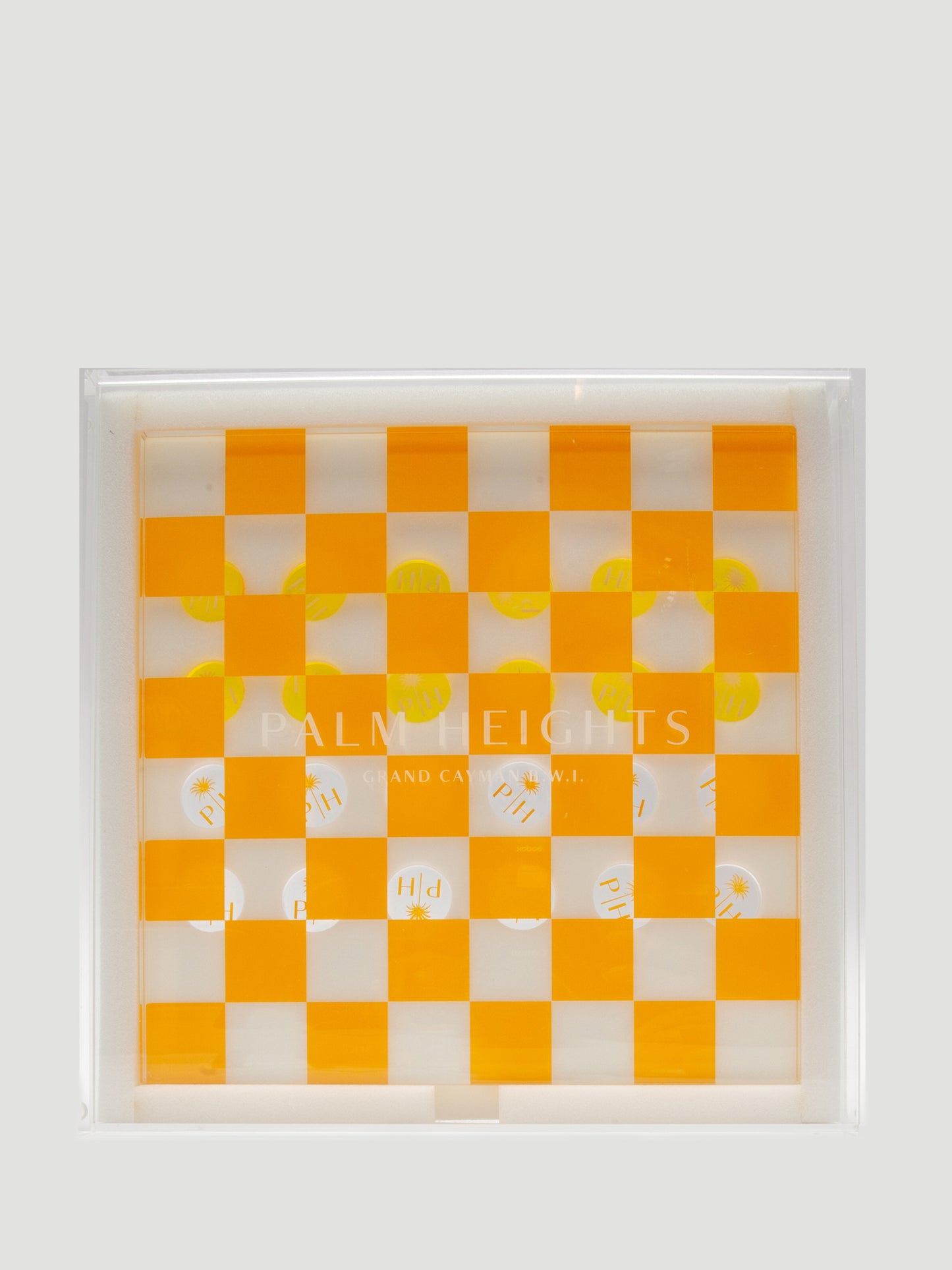 Palm Heights Acrylic Checkers Set, Yellow