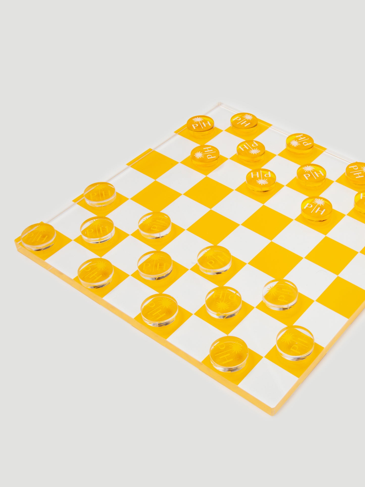 Palm Heights Acrylic Checkers Set, Yellow