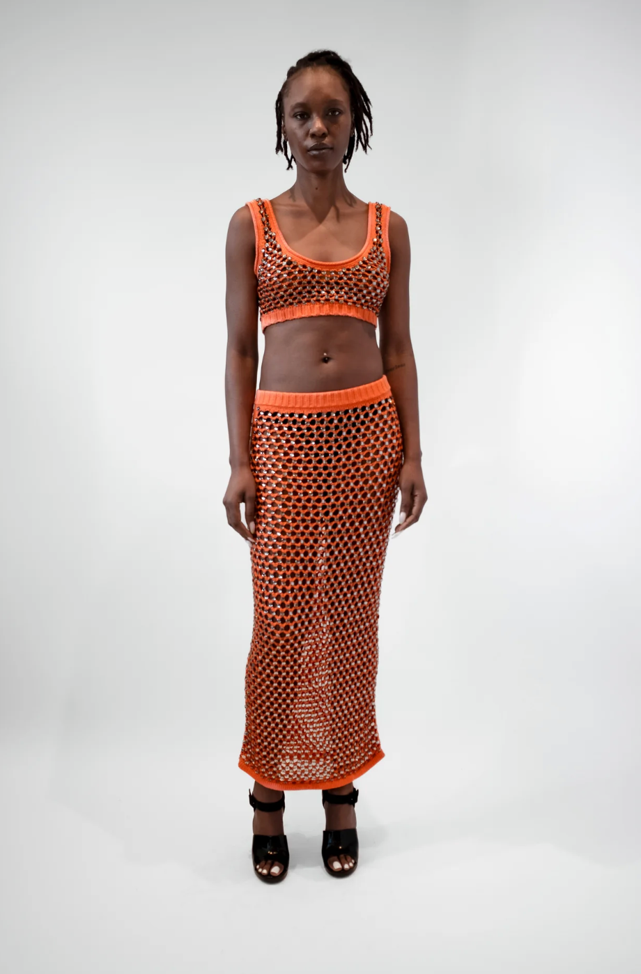 Diotima Spice Beaded Crocheted Maxi Skirt